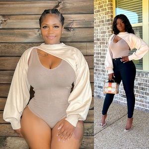 TWO PIECE CUTOUT CROPPED BODYSUIT SWEATER